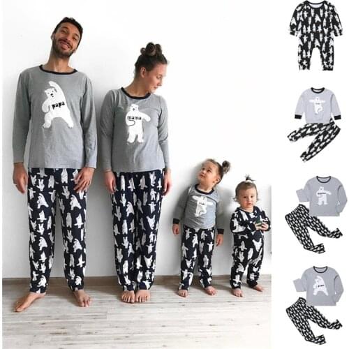 New Casual Family Matching Pyjamas Set Cartoon Bear Kids Sleepwear Nightwear family Christmas Pajamas Outfits