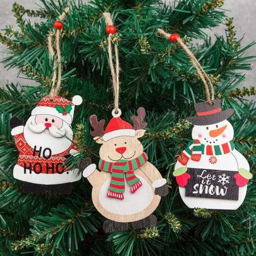 Christmas Decorations Painted Wooden Pendant Christmas Christmas Tree Hanging Decoration Christmas Wood Small Pendant