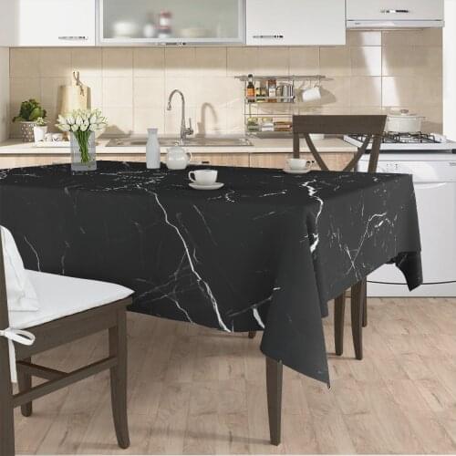 Table cloth living room kitchen cover black marble patterned micro fabric cover with runner pattern Free Shipping