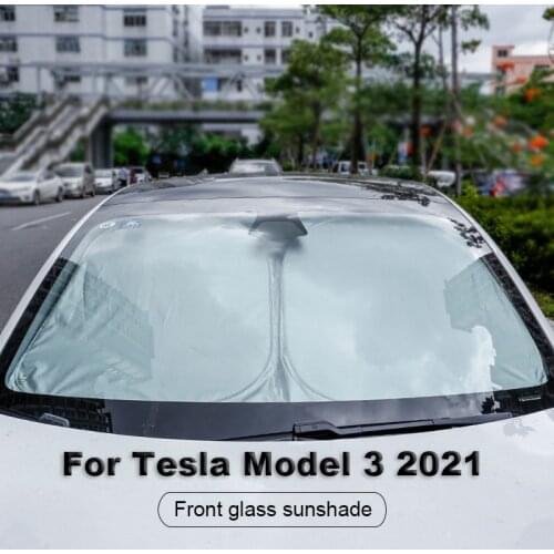 For Tesla Model 3 2021 Front Glass Sunshade Heat Insulation UV Protection Car Interior Exterior Decoration Accessories