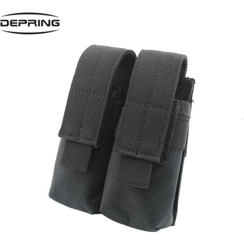 Tactical MOLLE Dual Pistol Magazine Pouch EDC Universal Outdoor Hook&Loop Tools Knives Flashlights Holster Pouch Adjustable