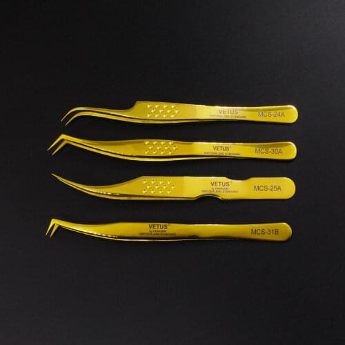 VETUS MCS Series Makeup Tweezers 3D Volume Eyelash Extension Tweezer Stainless Steel anti-static Rainbow Tweezers