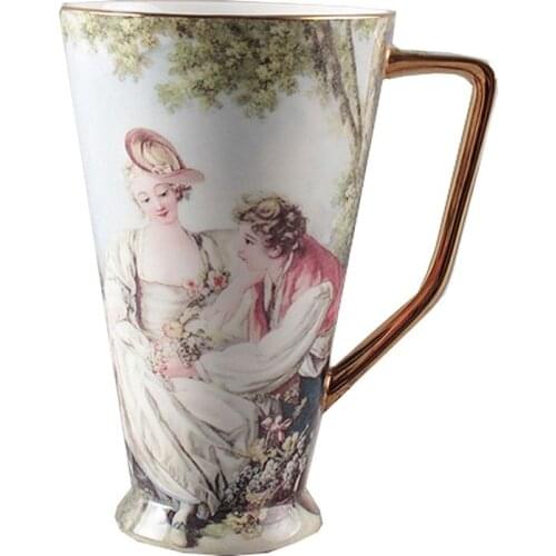 30oz Western Style Vintage Bone China Water Cups Large Capacity Mug Coffee Cup Court ladies