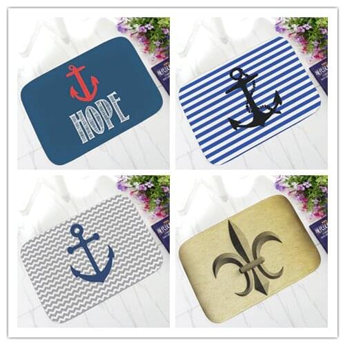 Vintage Anchor Pattern Doormat Home Decorative Door Mat Bathroom Entrance Absorbent Mat Bath Rugs Floor Mat