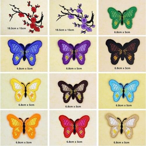 Butterfly Flower Patches Cap Shoe Iron On Embroidered Appliques DIY Apparel Accessories Patch For Clothing Fabric Badges BU24