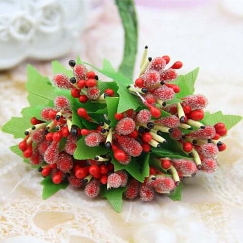 WedFavor Mini Artificial Pip Berry Bouquet Floral Glass Bead Stamens Fruit Pistils, Garland Box Scrapbooking Wedding Decoration