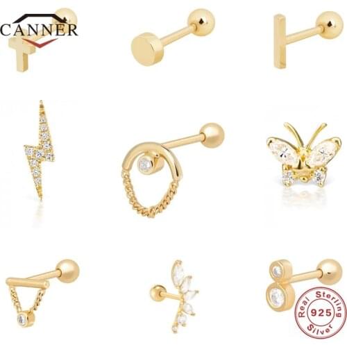CANNER 925 Sterling Silver Stud Earrings for Women Cute Butterfly Lightning Piercing Earring Thread Earings Jewelry pendientes