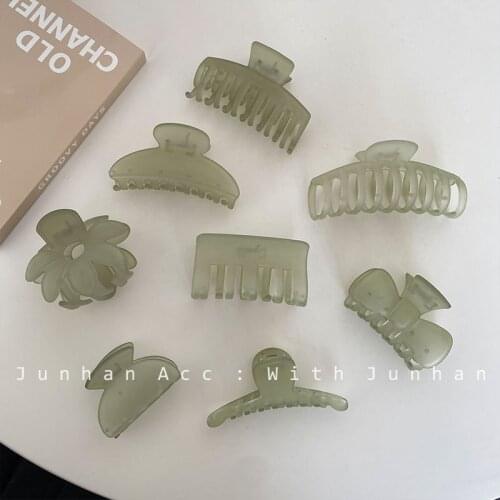 Avocado Green/Korea INS Temperament Pan Hairball Head Female Large Catch Back Head Shark Clip Hairpinclaw clip Hair Accessories