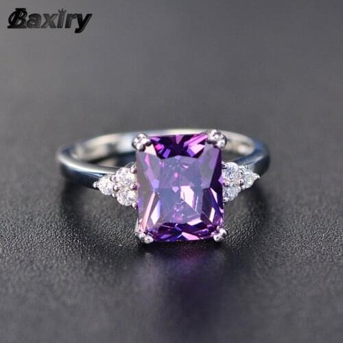 2019 New Fine Engagement Ruby Ring 925 Sterling Silver Rings Amethyst Gemstone Ring Silver Emerald Blue Sapphire Ring For Women
