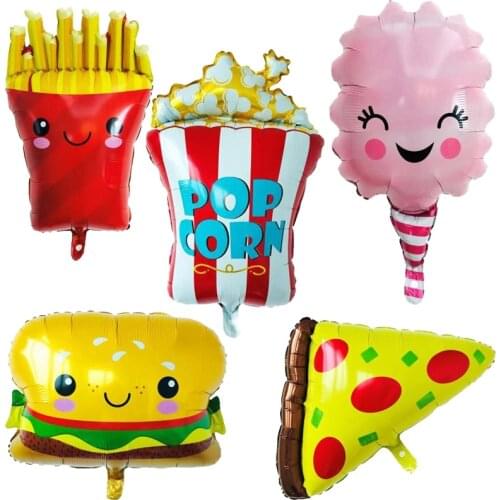 1PC New French fries ice cream Pizza hamburger Popcorn Aluminum foil Balloon Birthday Party Decorations kids toy Supplies