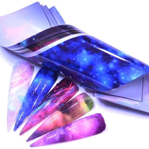 150mm*40mm Nail Foil Sticker Set Holographic Starry Sky Adhesive Wraps Transfer Paper Marble Shining Nail Art Decal Gel Slider