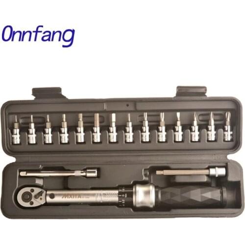 17-18PCS 1/4" 1-25Nm Adjustable Torque Wrench Bicycle Repair Tools Kit Tool Bike Repair Spanner Hand Tool Set