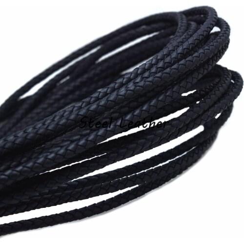 2m/lot Approx 5mm navy Round Braided Genuine Leather Cords Leather String Rope for Bracelet Jewelry Making Real Cow Leather Cord