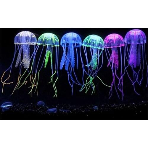 6 Pcs Glowing Jellyfish Ornament Decoration for Aquarium Fish Tank C6UE