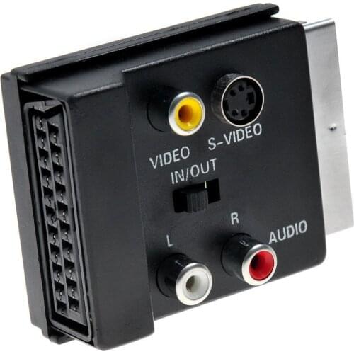 Witchable SCART Adapter Plug to Socket SCART Male to SCART Female with S-Video (SVHS) &3 RCA Composite Video Left + Right Audio