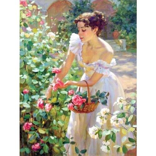 New 5D Diy diamond painting flowers girl cross stitch kit spirit rhinestones Mosaic full diamond embroidery flowers picture