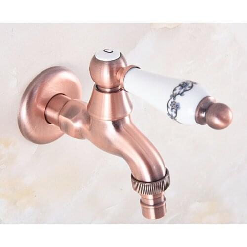 Antique Red Copper Brass Single Ceramic Handle Washing Machine Faucet /Garden Water Tap / Laundry Sink Water Taps mav332