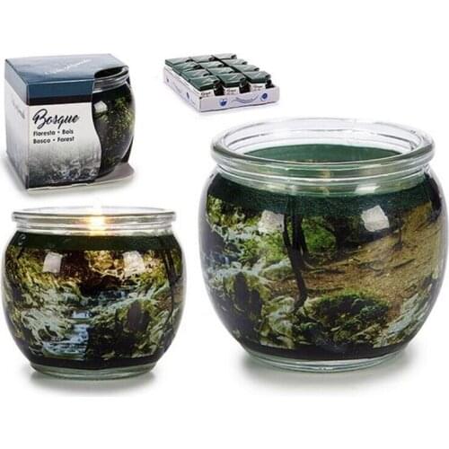 Scented Candle Forest Green Glass Wax Crystal