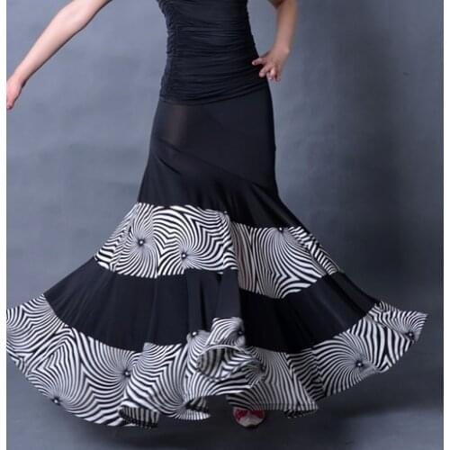 Ballroom dance modern dance stitching skirt big flare hem slanted skirt S12081 practice skirt
