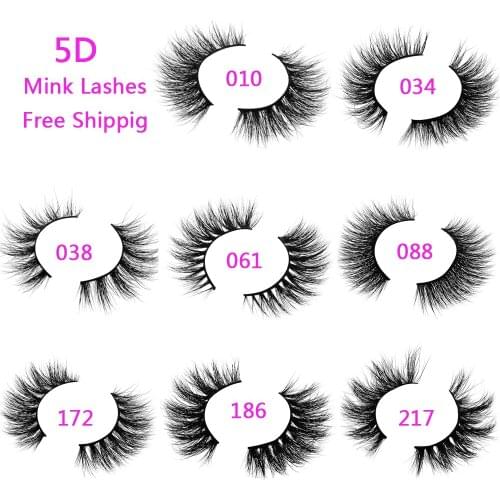 Free Shipping 1Pair Natural 100% 5D Mink Lashes Makeup Soft Wispy Long False Eyelashes Reusable Fluffy Lash Vendors Maquillaje