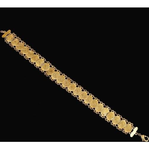 Ethiopian Dubai Gold Color Bangle For Women Gift Antique Coin Islam Middle East Bracelet Jewelry