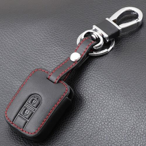 2 Buttons Remote Genuine Leather Car Key Cover Case Fob For Nissan Qashqai Micra Navara Almera
