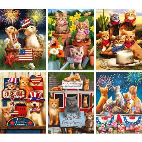 DIY Painting By Numbers Cartoon Kit Coloring By Numbers Cat Dog 40x50cm Wall Art Picture Acrylic Canvas Paintings Home Decor