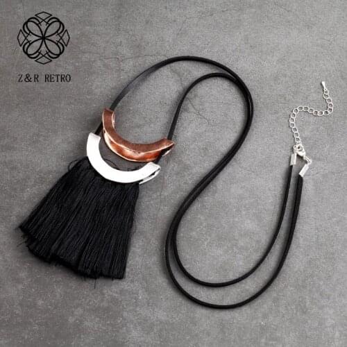 Long Necklace Jewelry for Women Black Tassel Trendy Pendants Suspenion Fashion Decoration Accessories Wholesale To Chirstmas