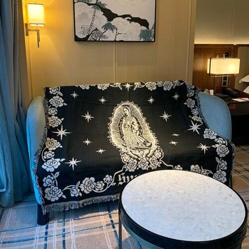 Horizontal version simple ins style single person double sofa blanket tapestry wall decoration layout multi-functional knitting
