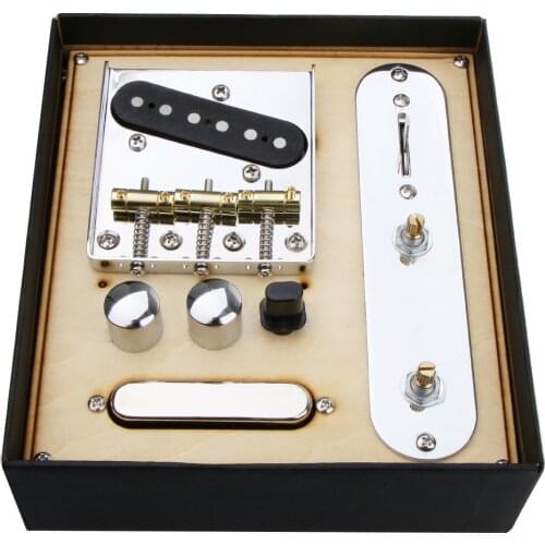 Chrome Telecaster Bridge Loaded 3 Saddle Bridge w/ Pickup Assembly Iron Line Plate Set for TL Guitar Instrument Parts Accessory