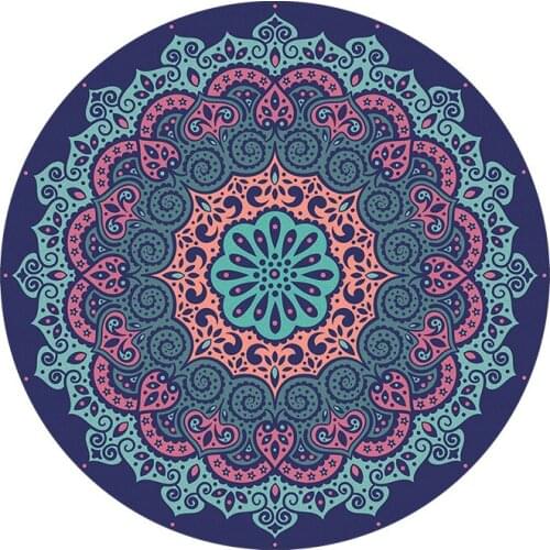 Printing Round Floor Mat tapetes Datura Meditation Cushion Rug Yoga Mat Pilates Carpet Natural Rubber Velvet