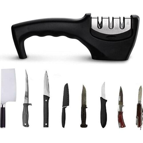 Kitchen Sharpener - 3 Stage Professional Kitchen Tungsten Diamond Manual Sharpener - Sharpening Steel and Ceramic Knife
