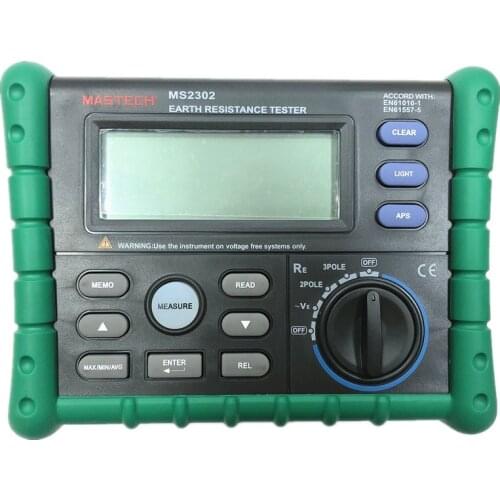 Mastech MS2302 Earth Ground Resistance Tester Digital Megger Insulation Meter LCD Display 100 Groups Data Diagnostic-Tool