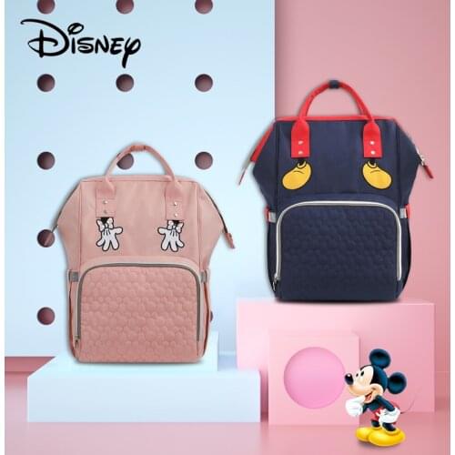 Disney MinnieMickey Baby Diaper Bag Fashion Mummy Maternity Nappy Bag Brand Large Capacity Maternity Bag Multi-function Baby Bag