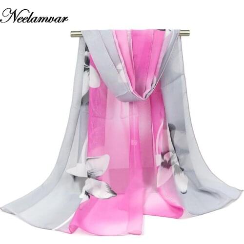 Fashion pashmina women scarf new design floral shawl Cape silk chiffon Tippet muffler hot sale Scarves free shipping