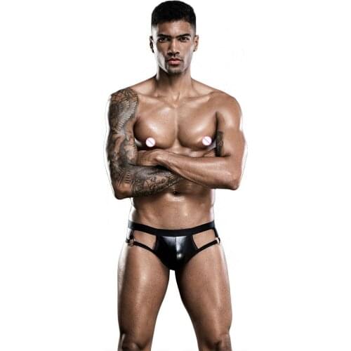 Gay Men Underwear Jockstrap Mens Thongs And G Strings PU Leather Sexy Underwear Men Erotic Penis Mens Thongs String Homme 7270
