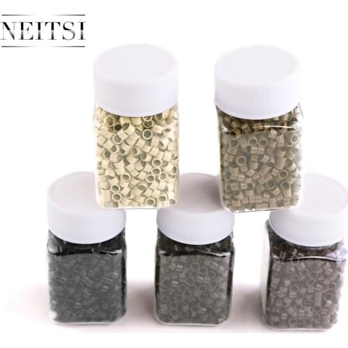 Neisti Silicone Micro Ring Beads Hair Extension 1000pcs/bottle 4027# For Feather Hair Extensions