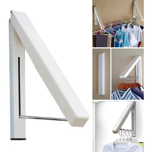 Portable Folding Wall Hanger Mount Retractable Clothes Organizer Drying Rack Waterproof Hangers EL