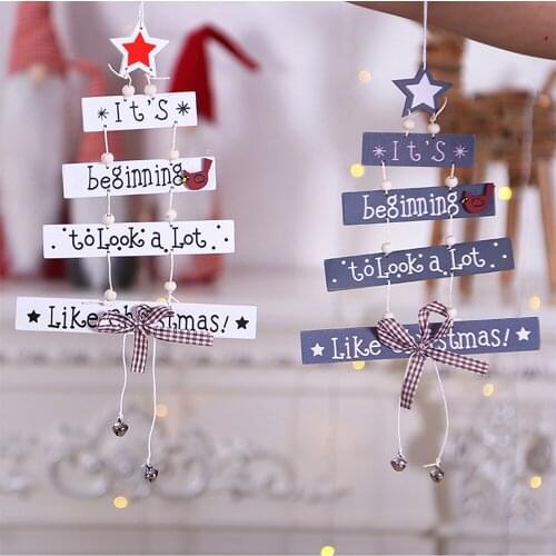 Christmas Wood Hanging Pendant Alphabet Wooden Door Decor Christmas Decorations Window Scene Layout Party Favors