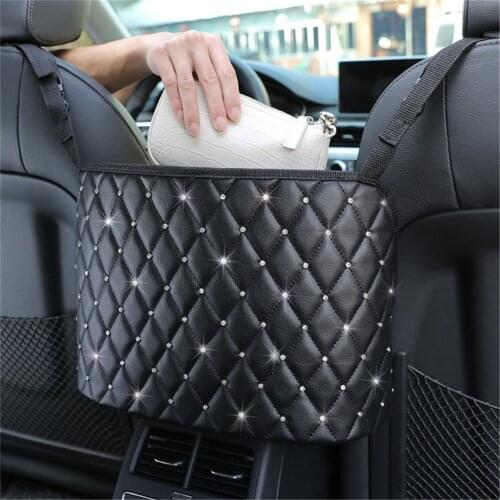 Car Back Storage Bag Pocket Handbag Holder Organizer Seat Side Storage Leather Bag For Car Stowing Tidying Interior Accessories