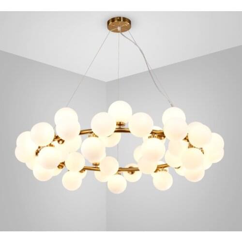 Nordic 25/45 heads led chandeliers Gold black hanging lamp suspension light clear glass pendant lamps for living room bedroom