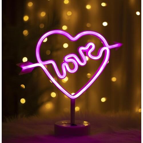 Love heart Led Neon Signs Light USB Romantic Propose Wedding Bar Shop Window Room Home Decor Bulb For Christmas Gift Table Lamp