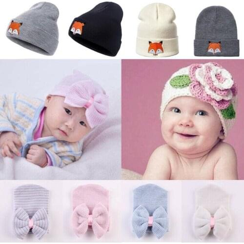 Unisex Newborn Kids Baby Pom Hat Winter Warm Crochet Knit Bobble Beanie Cap