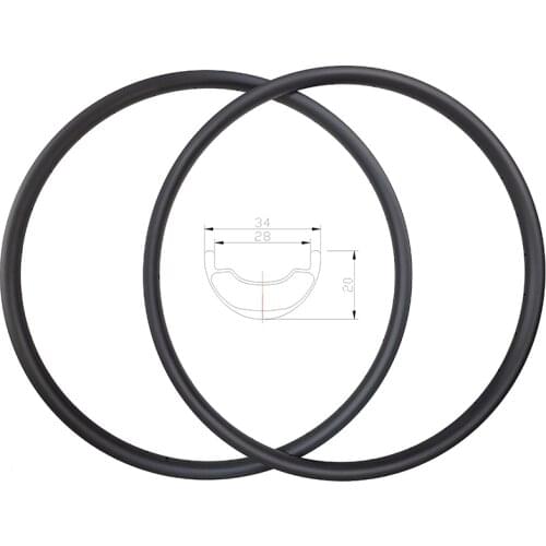 29er LIGHT XC 34mm Tubeless Clincher MTB Carbon Rims 28mm inner width 20mm depth UD Matte Glossy 24H 28H 32H Bike Wheels