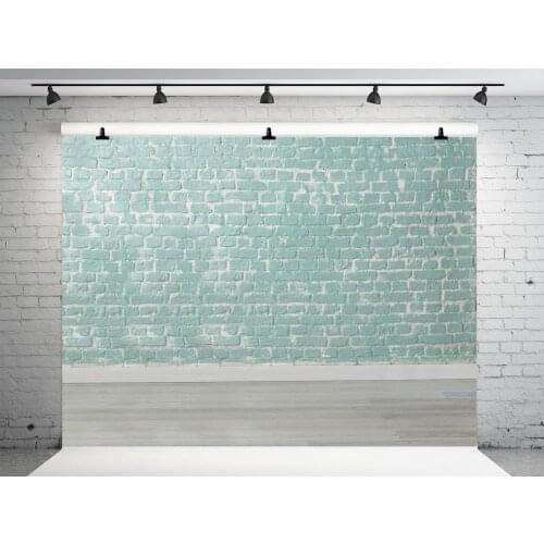 VinylBDS 10x20ft Baby Green Brick Wall Backdrops For Photography Studio Wood Floor Photo Background Children Photography