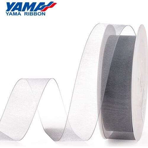 YAMA 1/4 inch 6mm 400yards/roll Black White Red Color Solid Color Sheer Organza Silk Ribbon for Gift Package Wedding Decoration