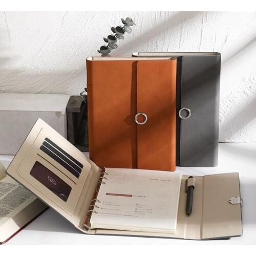 MINKYS Business PU Leather A5 Loose-leaf Notebook Journals Bullet Agenda Planner Refillable Paper Creative School Stationery