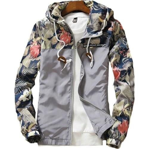 Womens Hooded Jackets 2021 Spring Autumn Floral Causal Windbreaker Women Basic Coats Zipper Lightweight Famale