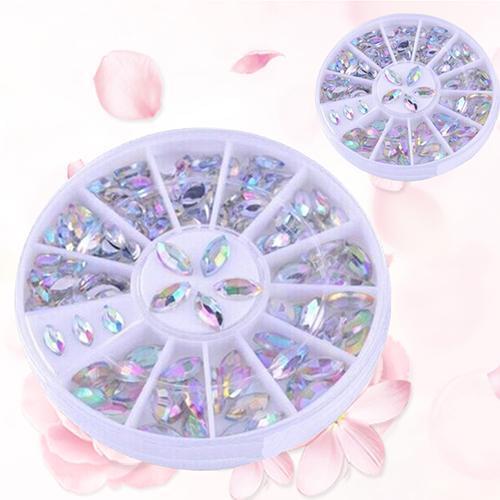 Women\s Colorful DIYNail Art Tips Glitter Rhinestone Decoration Wheel Please allow slight dimension difference due to different