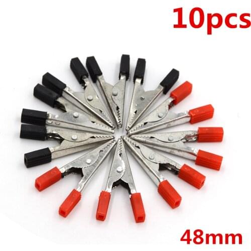 10pcs/lot Silver Insulated Crocodile Clips Plastic Handle Cable Lead Testing Metal Alligator Clips Clamps 52mm 48mm 45mm 28mm